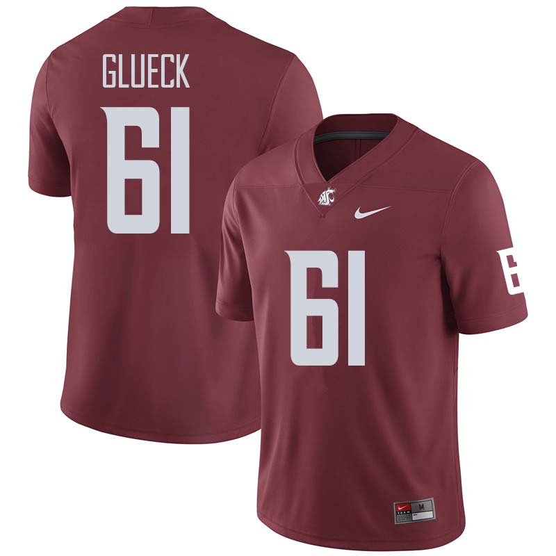 Men #61 Erik Glueck Washington State Cougars College Football Jerseys Sale-Crimson